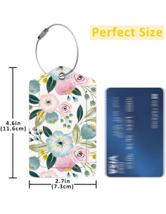 2 Etiquetas de Equipaje EOBKLAX Floral Cuero Sintético 7.3x11.6cm 2