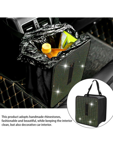 Basurero Plegable para Auto Ohleats 7L Impermeable Rhinestone