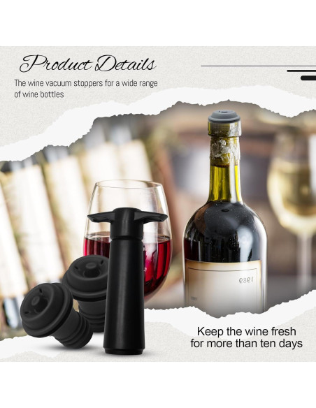 24 Tapones de Vacío para Vino Vibedor + Bomba Reutilizable 24 Tapones de Vacío para Vino Vibedor + Bomba Reutilizable