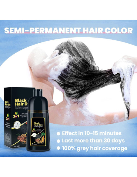 Champú Tinte IIIMEIDU 3 en 1 Negro Natural 500ml - Cobertura Canas Champú Tinte IIIMEIDU 3 en 1 Negro Natural 500ml - Cobertura Canas