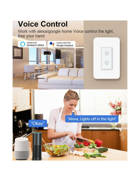 Interruptor Doble Inteligente Nexete, Control Remoto por Voz, Blanco Interruptor Doble Inteligente Nexete, Control Remoto por Voz, Blanco