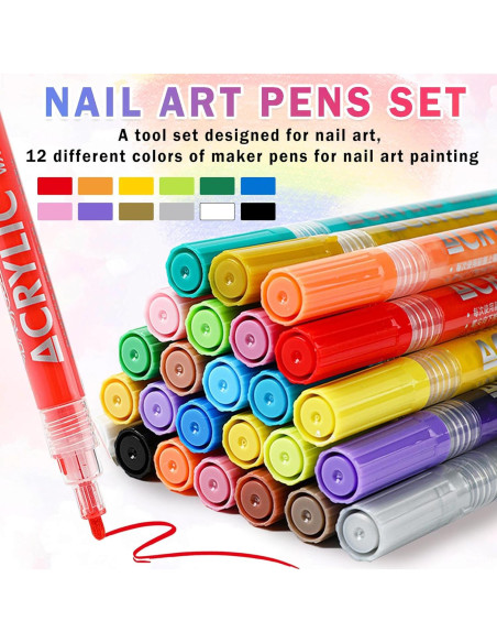 Juego de 12 Lápices de Arte para Uñas IONSGAKO Secado Rápido Juego de 12 Lápices de Arte para Uñas IONSGAKO Secado Rápido