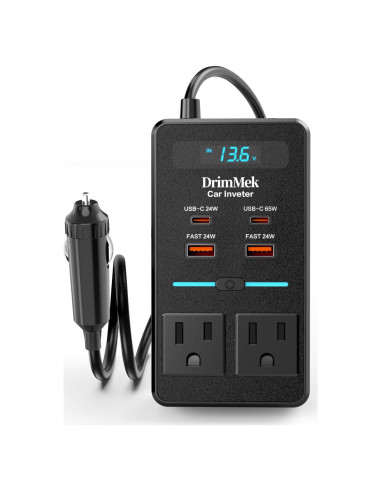 Inversor de Potencia 300W DrimMek 12V a 110V con USB-C