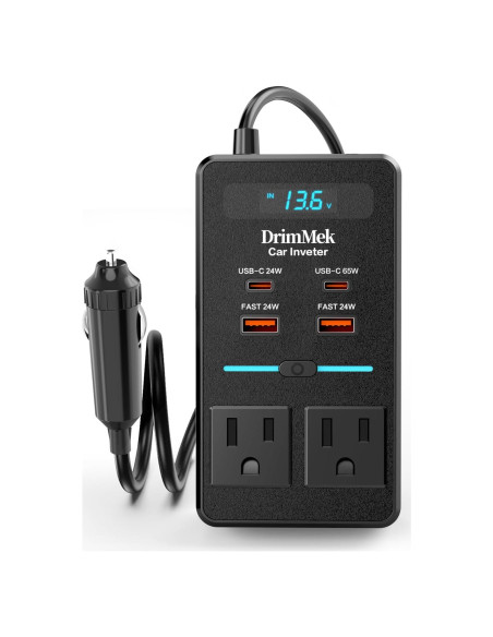 Inversor de Potencia 300W DrimMek 12V a 110V con USB-C Inversor de Potencia 300W DrimMek 12V a 110V con USB-C