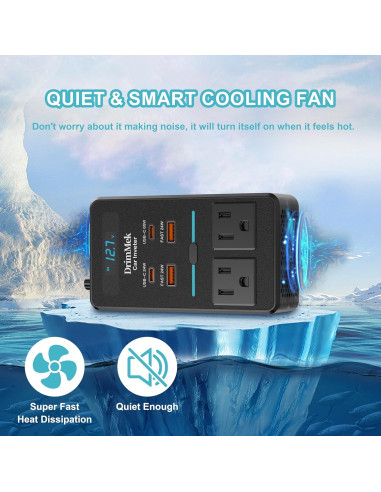 Inversor de Potencia 300W DrimMek 12V a 110V con USB-C