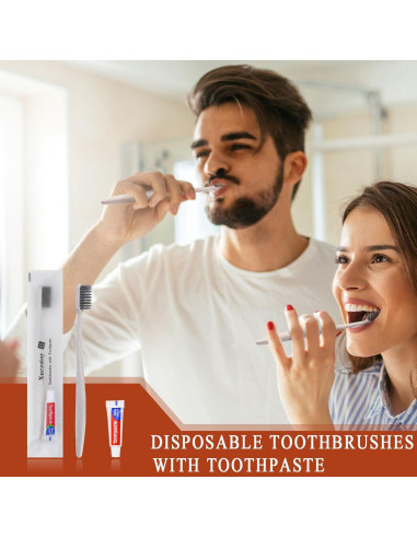 Cepillos de Dientes Desechables Xuezoioy con Pasta - Paquete de 30
