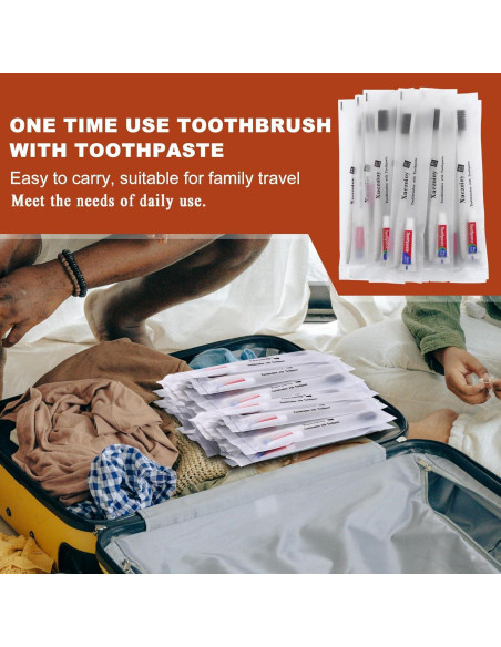 Cepillos de Dientes Desechables Xuezoioy con Pasta - Paquete de 30 Cepillos de Dientes Desechables Xuezoioy con Pasta - Paquete de 30