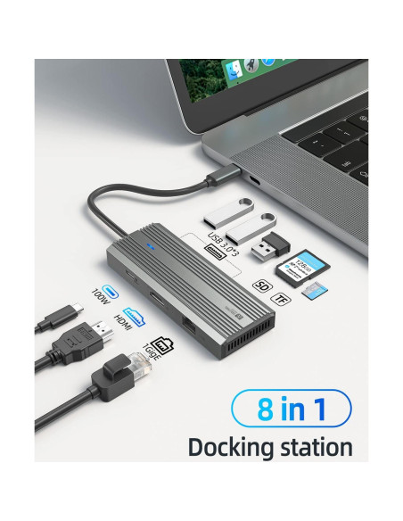 Hub USB C 8 en 1 SAN ZANG MASTER con HDMI 4K, Ethernet y Carga 100W Hub USB C 8 en 1 SAN ZANG MASTER con HDMI 4K, Ethernet y Carga 100W