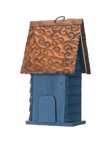 Casa de Aves de Madera Glitzhome 30.48 cm Azul Vintage Casa de Aves de Madera Glitzhome 30.48 cm Azul Vintage