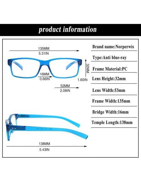 5 Pares de Gafas de Lectura Norperwis con Filtro Luz Azul 1.75 5 Pares de Gafas de Lectura Norperwis con Filtro Luz Azul 1.75