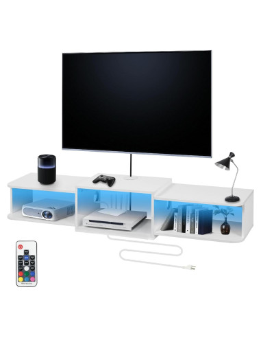 Soporte de TV flotante Qupui 120 cm con LED y puertos USB