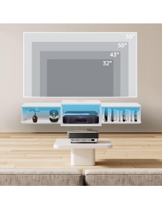 Soporte de TV flotante Qupui 120 cm con LED y puertos USB 2