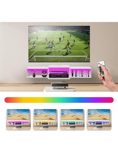 Soporte de TV flotante Qupui 120 cm con LED y puertos USB