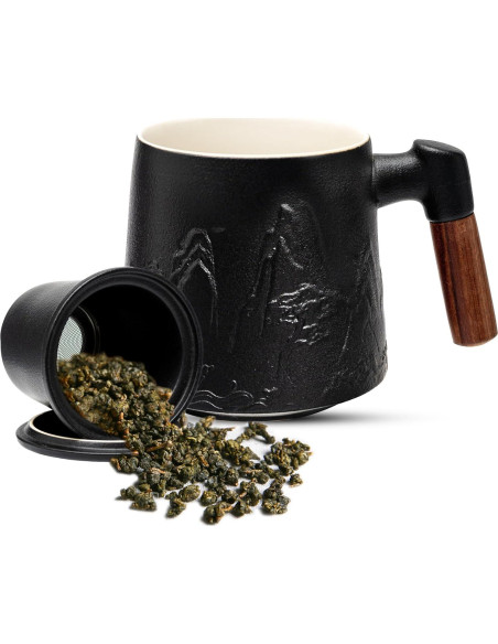 Taza de Cerámica Suyika con Infusor y Tapa 450 ml Negra Taza de Cerámica Suyika con Infusor y Tapa 450 ml Negra