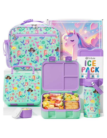 Set Bento Almuerzo Fimibuke 6PCS Niños - Caja, Botella y Bolsa Set Bento Almuerzo Fimibuke 6PCS Niños - Caja, Botella y Bolsa