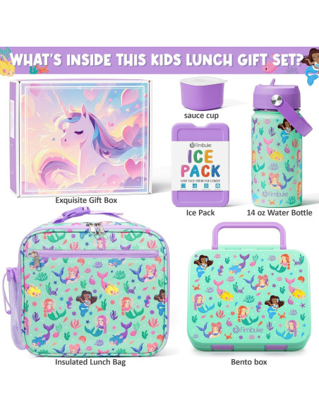 Set Bento Almuerzo Fimibuke 6PCS Niños - Caja, Botella y Bolsa Set Bento Almuerzo Fimibuke 6PCS Niños - Caja, Botella y Bolsa