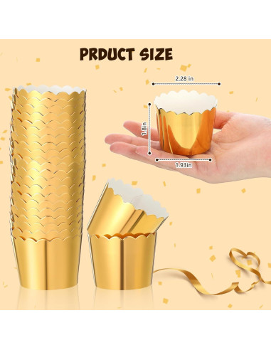Forros de Cupcake de Papel de Aluminio Dorado Meanplan 100 Pcs