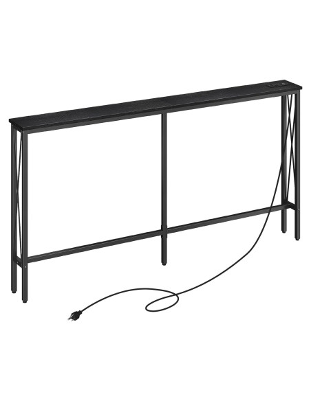 Mesa Consola Estrecha ELYKEN 5.9" con Salidas USB y Carga, Negro Mesa Consola Estrecha ELYKEN 5.9" con Salidas USB y Carga, Negro
