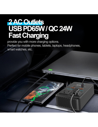 Inversor de Potencia de Coche 300W DrimMek 12V a 110V AC