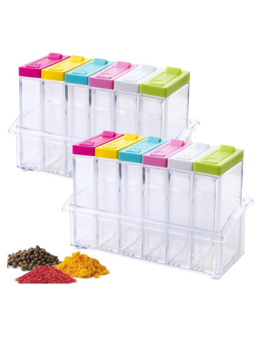 Set de 12 Tarros de Especias Anberky con Bandeja y Tapa