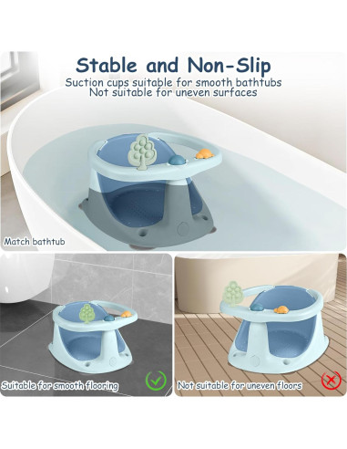 Asiento de Baño para Bebés 6-24 Meses - Antideslizante Azul