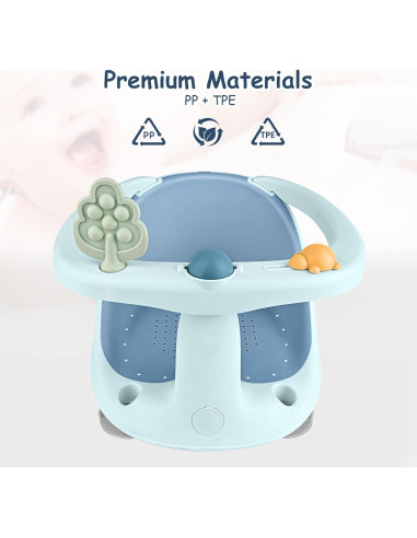 Asiento de Baño para Bebés 6-24 Meses - Antideslizante Azul