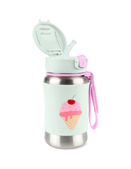 Botella de Acero Inoxidable Skip Hop 350ml con Popote Helado Botella de Acero Inoxidable Skip Hop 350ml con Popote Helado