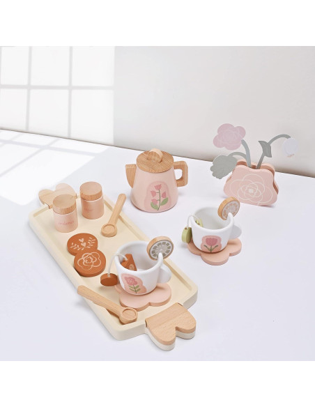 Juego de té de madera MONT PLEASANT 18 piezas para niños Juego de té de madera MONT PLEASANT 18 piezas para niños