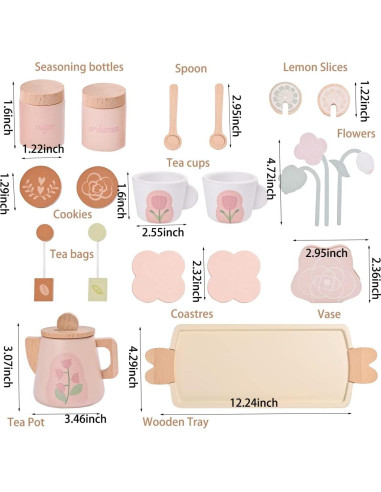 Juego de té de madera MONT PLEASANT 18 piezas para niños