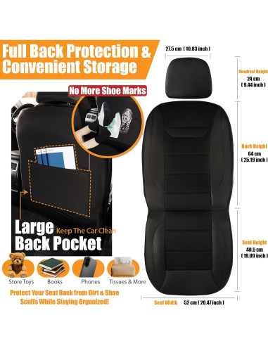 Funda de Asiento de Coche Kingphenix 2 Pack Universal Negro