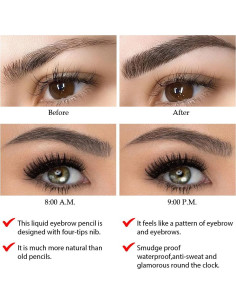 Lápiz de Cejas BINGBRUSH 4 Puntos Impermeable Color Castaño 2