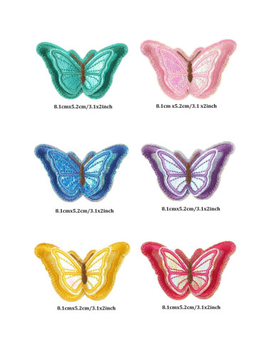 12 Parches Bordados Mariposa 3D Zhiheng - Decoración Ropa