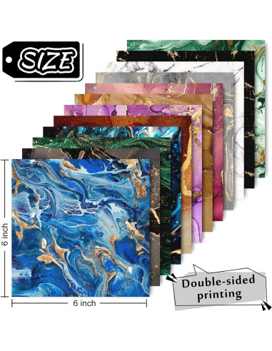 Papel Patrón Mármol Whaline 24 Hojas 15.24x15.24 cm DIY