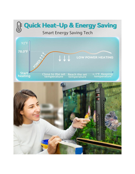 Calentador de Acuario 300W AHJ para 151-265 Litros con Control Preciso Calentador de Acuario 300W AHJ para 151-265 Litros con Control Preciso