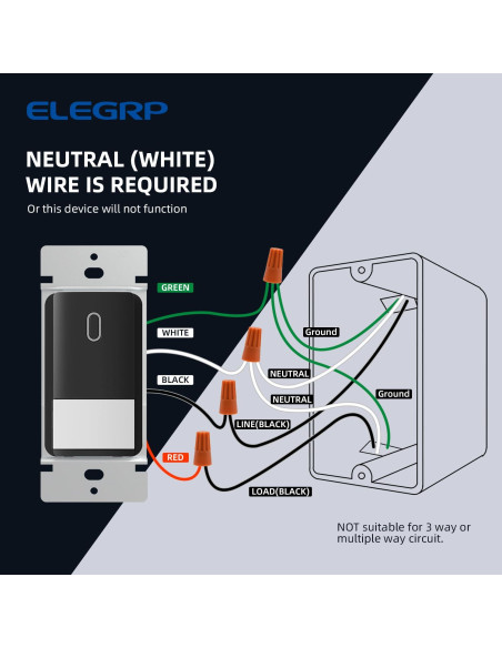 Interruptor de luz con sensor de movimiento ELEGRP negro mate Interruptor de luz con sensor de movimiento ELEGRP negro mate