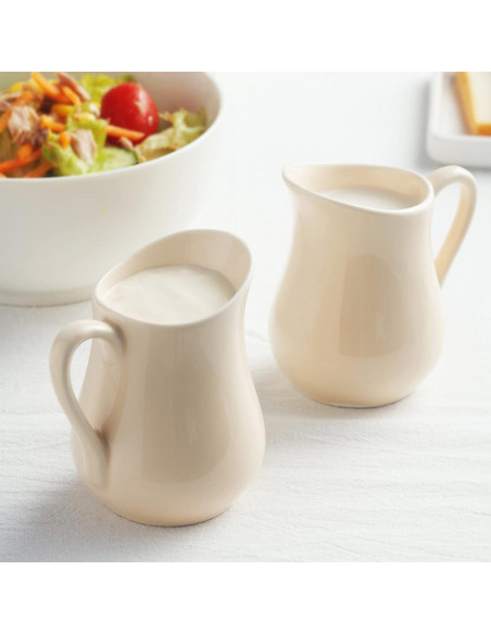 Jarra de Crema Gurygo 110ml Beige Set de 2 Cerámica Apta Microondas Jarra de Crema Gurygo 110ml Beige Set de 2 Cerámica Apta Microondas