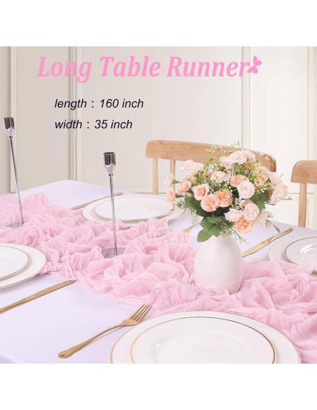 Caminito de Mesa de Gasa Rosa Claro 4.06M TuTive - Decoración Caminito de Mesa de Gasa Rosa Claro 4.06M TuTive - Decoración