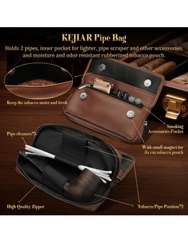 Juego de Pipas de Tabaco KEJIAR con Bolsa y Encendedor