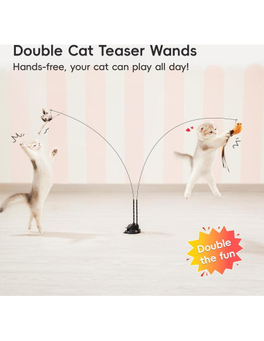 Juguete interactivo para gatos Potaroma con ventosa y plumas