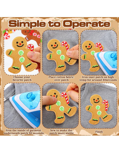 48 Parches Bordados Chenille Tigeen Galleta de Jengibre