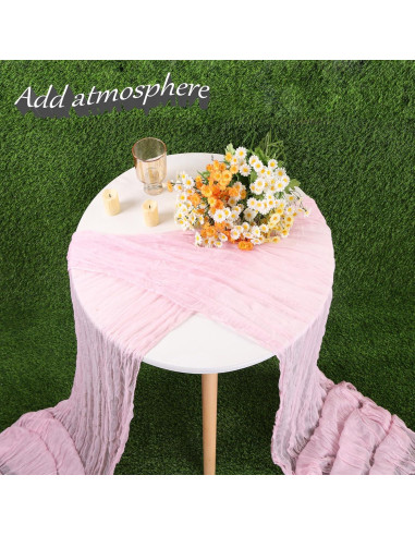 Caminito de Mesa de Gasa Rosa Claro 4.06M TuTive - Decoración