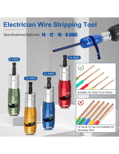 Pelacables Smasener AWG 8 en 1 con 25 tuercas para taladro Pelacables Smasener AWG 8 en 1 con 25 tuercas para taladro