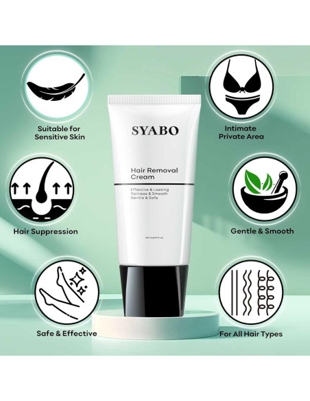 Crema Depilatoria para Piel Sensible SYABO 148 ml - Indolora Crema Depilatoria para Piel Sensible SYABO 148 ml - Indolora