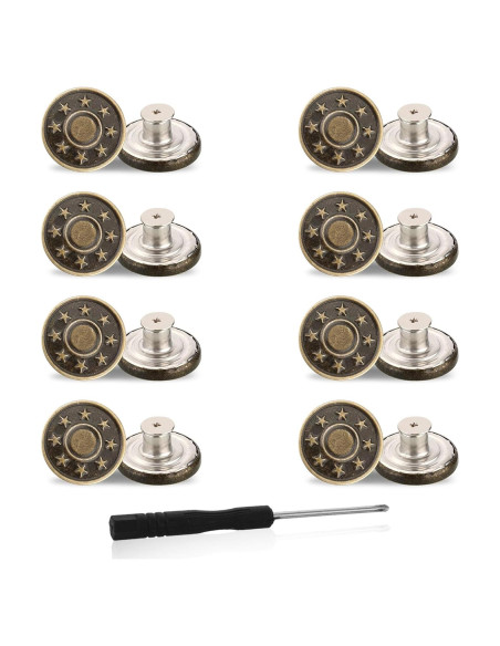 Kit de Reemplazo de Botones de Jeans Amaxiu 8PCS 17mm Metal Kit de Reemplazo de Botones de Jeans Amaxiu 8PCS 17mm Metal