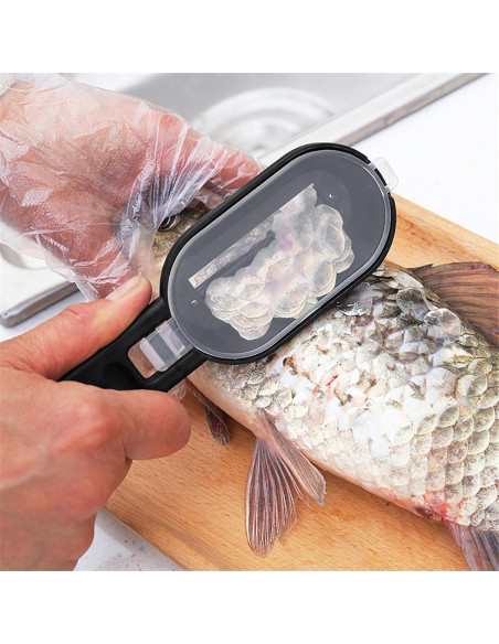 Raspador de Escamas de Pescado 2 en 1 Genérico con Contenedor Raspador de Escamas de Pescado 2 en 1 Genérico con Contenedor