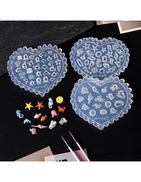Kit de Moldes de Uñas Oceánicas JFIYUO - 3 Piezas Silicona Kit de Moldes de Uñas Oceánicas JFIYUO - 3 Piezas Silicona