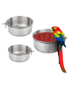 Tazas de Comedero para Aves ToLanbbt 3 Pack Acero Inoxidable