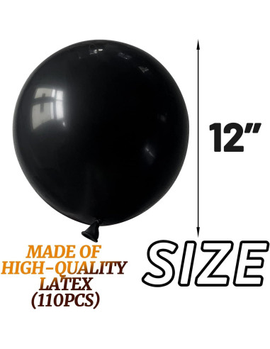 110 Globos Negros de Láttex 30 cm para Fiesta y Decoración