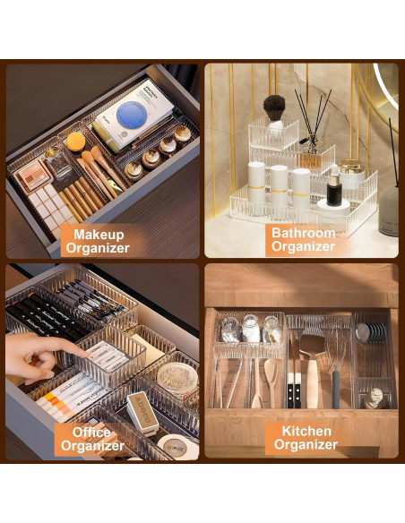 Organizadores de Cajones Transparentes Adoco 7 Pcs Multitamaño Organizadores de Cajones Transparentes Adoco 7 Pcs Multitamaño