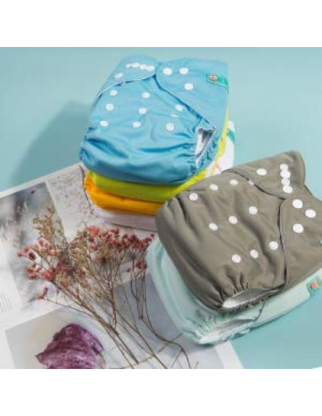 Pañal de Tela ALVABABY Ajustable 6 Paquetes con 12 Inserciones Pañal de Tela ALVABABY Ajustable 6 Paquetes con 12 Inserciones